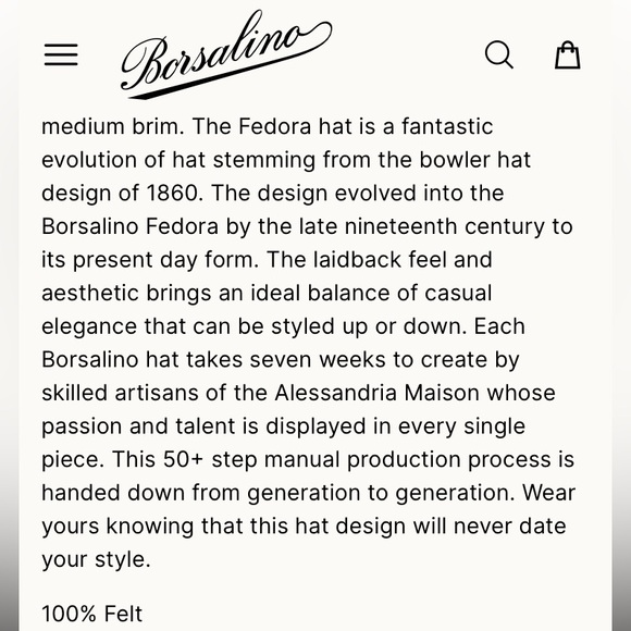 Linea Italiana Borsalino Genuine Fur Felt Fedora Modello Depositato 1857 Italia - Picture 2 of 16